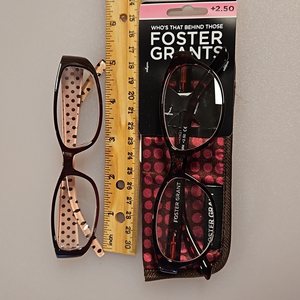 2 pairs of readers +2.50 strength Foster Grant and Aigner- 1 NWT - 1 gently worn - Picture 2 of 8